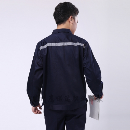 藏青拼米色滌棉線卡哈爾濱工作服AC090-QX