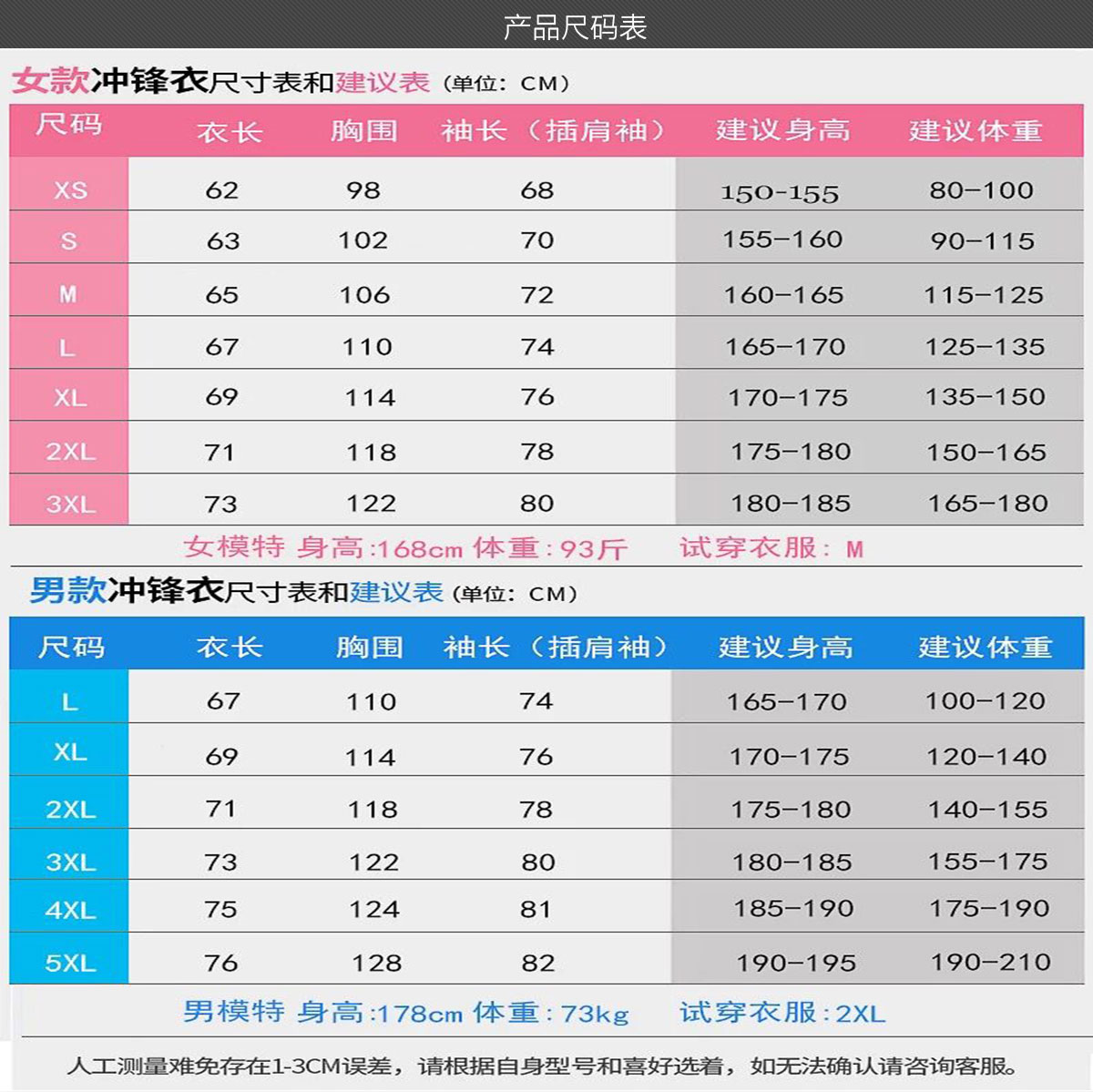 企業(yè)沖鋒衣的尺碼