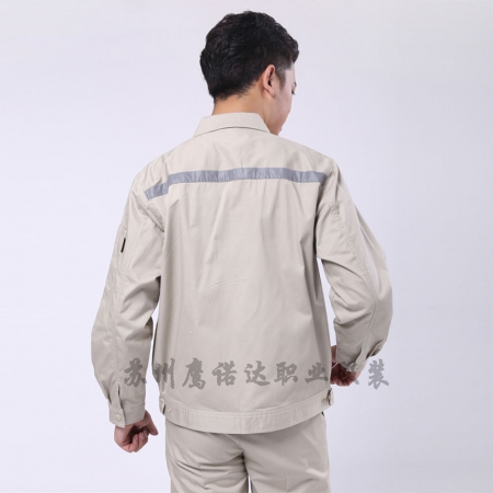 米色拼藏青CVC紗卡倉(cāng)儲(chǔ)包裝工作服上裝AC112-CC